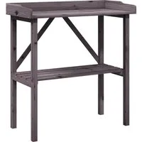vidaXL Blumenständer Pflanztisch mit Ablage Grau 78x38x82,5 cm Massivholz Tanne (1 St)