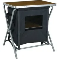 Koopman Gartentisch Aluminium 64x60x45 cm Faltbar (Stück, 1-St., Packung), Tisch mit Schrank, Aluminium, 64x60x45cm, Holz-Optik, Camping