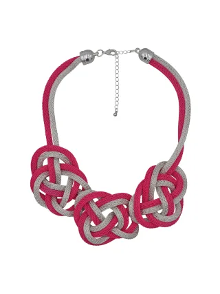 Steuer Modeschmuck Collierkette Metall Collier silber/pink aus Meshkette