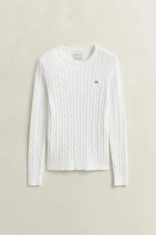 GANT - Zopfstrick Rundhalspullover eggshell - Gr. - S