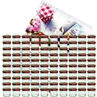 MamboCat Einmachglas 100er Set Sturzglas 125 ml Marmeladenglas To 66 Obst Dekor Deckel, Glas