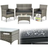 Juskys Gartenlounge-Set Fort Myers, wetterfeste Polyrattan Sitzgruppe für 4 Personen