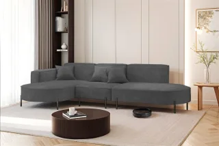 Ecksofa Designersofa VALENCIA in Stoff Noel Grafit Ottomane Links