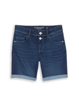 Tom Tailor - TTLENE SLIM Bermuda Jeans Shorts mit hohem Stretch used dark stone blue denim - Gr. - 31