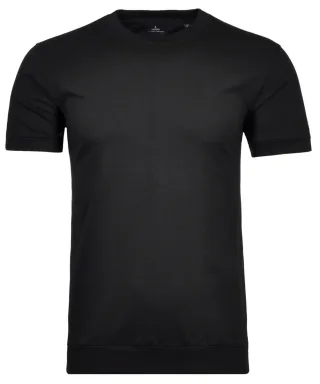 RAGMAN - Pima T-Shirt Rundhals mit Bündchen Schwarz - Gr. - L