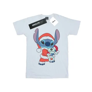 Disney Damen/Damen Lilo und Stitch Stitch Weihnachten Baumwolle Boyfriend T-Shirt (Weiß)