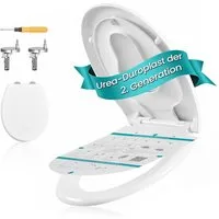 SONGMICS WC-Sitz Urea-Duroplast, belastbar mit 300 kg, O-Form D-Form, WC-Sitz O-Form, Absenkautomatik, abnehmbarer Toilettendeckel