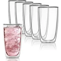 Dimono Latte-Macchiato-Tasse Doppelwandiges Trinkglas 450ml – Latte-Macchiatogläser Borosilikat Set, 6-tlg., Borosilikat-Glas, Wasser- Longdrink- & Cocktailgläser