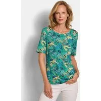 GOLDNER T-Shirt Cityshirt mit floralem Print Lässiges Druckshirt mit U-Boot-Ausschnitt und Halbarm