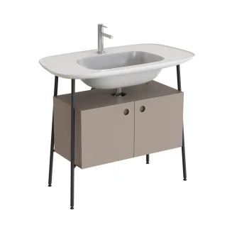 VitrA Plural Set 100 cm Waschtischunterbau mit 2 Türen und Möbelwaschtisch Weiß Hochglanz,80444 80444
