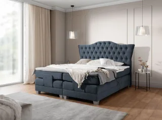 Boxspringbett Elektrisch Bett FAUSTO 180x200cm in Stoff Wind Dunkelblau