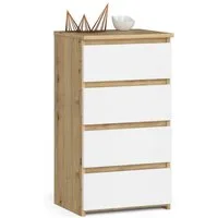Milord FURNITURE Kommode mit 4 Schubladen 40 cm breit Holz Schrank B40xH74xT35 cm (Highboard Anrichte Schlafzimmer Wohnzimmer Flur Büro Organizer)