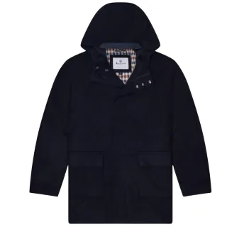 Aquascutum Aktiver Wollmantel Mit Kapuze, Marineblau