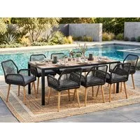 Swing&Harmonie Garten-Essgruppe für 6-8 Personen mit Tisch, Seilgeflecht-Stühle Esstisch, (Garten Sitzgruppe, wetterfest, WPC-Tischplatte, inkl. Kissen), Outdoor Terrasse