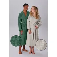 OTTO home Unisex-Bademantel Inga, Waffelpiqué, leicht, ideal für Sauna & Spa, Hotelbademantel, Langform, Baumwolle, Kimono-Kragen, Gürtel, kleines Packmaß, Taschen, Damen & Herren, S-3XL, Morgenmantel