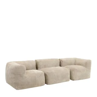icon Sitzsack-Sofa, Beige, Textil, 3-Sitzer, 550x68x100 cm, Wohnzimmer, Hocker, Sitzsäcke, XXL Sitzsäcke