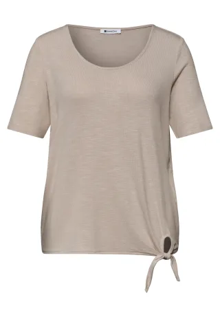 Street One - Kurzarm Shirt mit Knotendetail clay sand - Gr. - 40