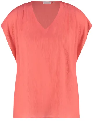 GERRY WEBER Collection - Kurzarmshirt mit Crinkle-Effekt violet/pink - Gr. - 36