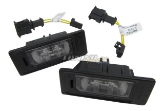 2x Original Skoda LED Kennzeichenbeleuchtung + Anschluss Adapter Kabel SET #8K