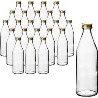 gouveo Trinkflasche Glasflasche Retro 330 ml mit Schraubverschluss zum Befüllen, 24 Stück, goldfarben