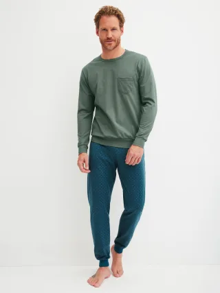 CALIDA - MEN Pyjamas with cuff laurel green - Gr. - M