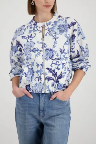 monari - Jacke mit Blumenmuster marine gemustert - Gr. - 46