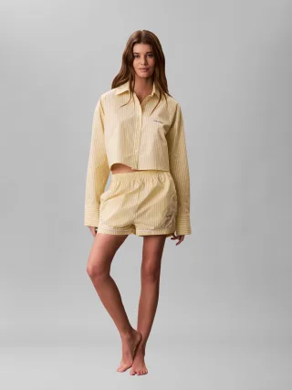 CK GRAPHIC CROPPED POPLIN SHIRT SERA STRIPE PEAR SORBET - Gr. - M