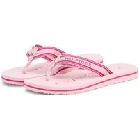 Tommy Hilfiger TH WEBBING SUMMER SANDAL Zehentrenner Sommerschuh, Strandschuh, Dianette mit Streifen und Logoschriftzug