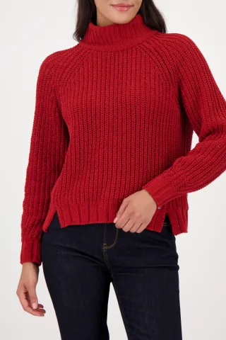 monari - Strickpullover mit Stehkragen chimney red - Gr. - 46