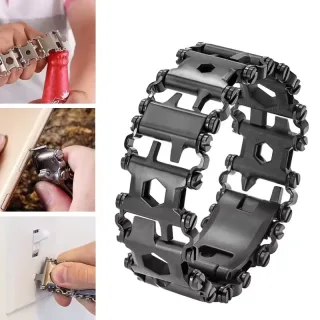 IPRee Multifunctional Bracelet Tool Stainless Steel Outdoor Bracelets 29 in 1 Bolt Screwdriver Bike Wrench Watch Strap T