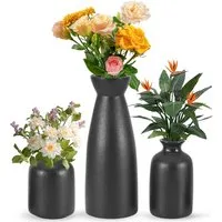BlingBin Dekovase 3er-Set Keramik Vasen, Kleine Blumenvasen für Schnitt-/ Trockenblumen (3er Set, 3 St., Pampas-Vase: 22.5x8,5 cm,Klein Vase: 12x7 cm,Knospen Vase: 10x7.4 cm), Vasen für Regal, Tisch und Sideboard, Keramik, standfest