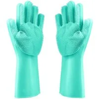 Geschenkehöhle Putzhandschuh Silikon Waschhandschuhe mit Noppen & feinen Bürsten ideal zum Reinigen Hitzebeständig, Wiederverwendbar, Umweltfreundlich & BPA-frei