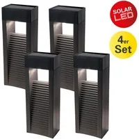näve LED Solarleuchte Pulheim, LED fest integriert, Warmweiß, 4er-Set Dekoleuchten inkl. Erdspieß, schwarz, LED warmweiß, H: 22,3cm
