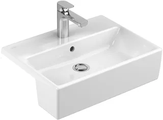 Villeroy & Boch Vorbauwaschbecken Memento 420x550mm Eckig mit Überlauf Weiss Alpin 41335601