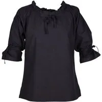 Battle Merchant Burgfräulein-Kostüm Markt-Mittelalter Bluse Birga 3/4 Arm Schwarz Größe XXL