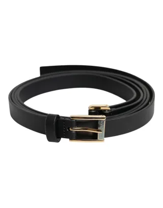 Dolce & Gabbana Schwarzer Klassischer Gürtel mit Goldfarbenem Metall-Logo-Schnalle