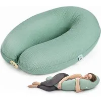 SEI Design Stillkissen Seitenschläferkissen Babynestchen mit EPS Mikroperlen, Schwangerschaftskissen mit Bezug, Schwangerschaftskissen mit Bezug, Musselin BIO Baumwolle
