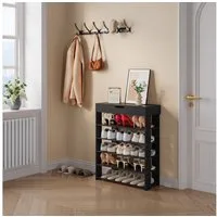 en.casa Schuhregal, »Boppeelo« mit Schublade 94 x 75 x 30 cm 5 Ablagen Schwarz