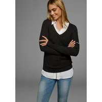 KangaROOS V-Ausschnitt-Pullover hüftlange Schnittform, mit Rippstrick, figurbetonte Passform