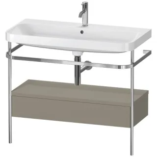 Duravit Happy D.2 Plus c-shaped Set mit Metallkonsole und Schubkasten Stein Grau Seidenmatt 975x490x HP4843O9292