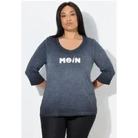 Ulla Popken T-Shirt Shirt Moin V-Ausschnitt 3/4-Arm
