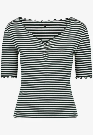 zero - Shirt gestreift mit Raffung green - Gr. - 38