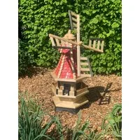 Holzdekoladen Gartenfigur Gartenwindmühle aus Holz mit Schindeldach Landhausstil