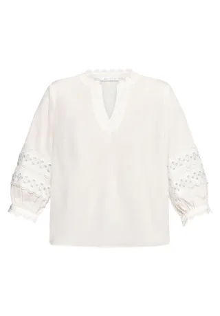 Betty & Co - Bluse mit 3/4-Ärmeln und Lochstickerei weiß - Gr. - 40