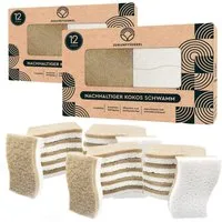 ZUKUNFTSENKEL Geschirrschwamm Nachhaltiger Spülschwamm Küchen Schwamm 100% Biologisch Abbaubar, Doppelpack 2x 12 Stück