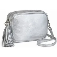 COLLEZIONE ALESSANDRO Umhängetasche Silber, metallic Leder mit Quaste