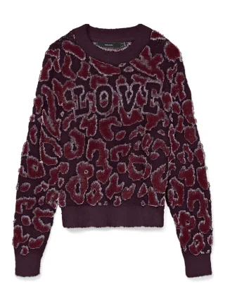 VERO MODA - VMJUNGLE LS O-NECK PULLOVER BOO Winetasting - Gr. - XL
