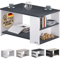 Casaria Couchtisch Santa Cruz, Holz Weiß Schwarz Wohnzimmertisch mit Stauraum 90x60x50cm Modern