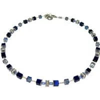 traumschmuck Collier 542. Halskette Würfel Cat Eye Kristallglas dunkelblau Strass (incl. Schmuckbox), handgefertigt, Made in Germany