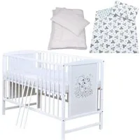 Baby-Delux Komplettbett Babybett Mia Komplettset, 7-tlg., Kinderbett 60x120 cm weiß, Bettset verschiedene Designs